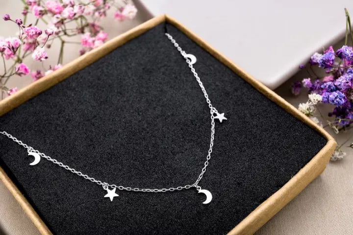 Gold Star Moon Choker Necklace