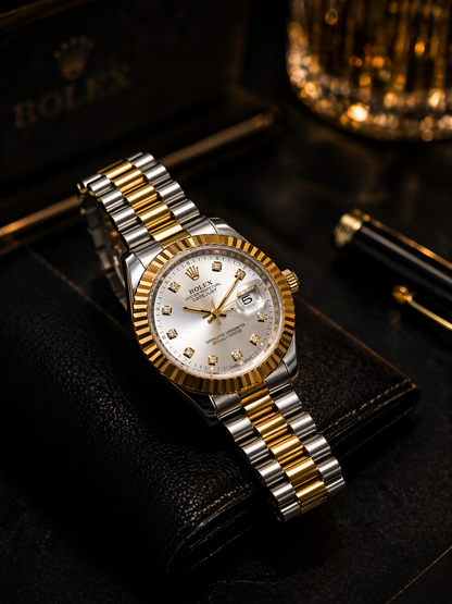 Luxury Fluted Bezel Watch – Gold & Silver Premium Collection