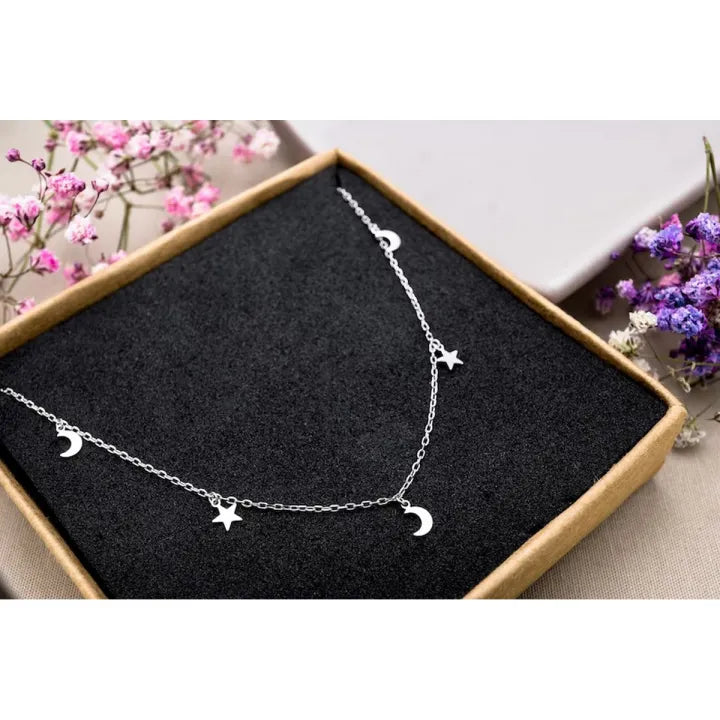 Gold Star Moon Choker Necklace
