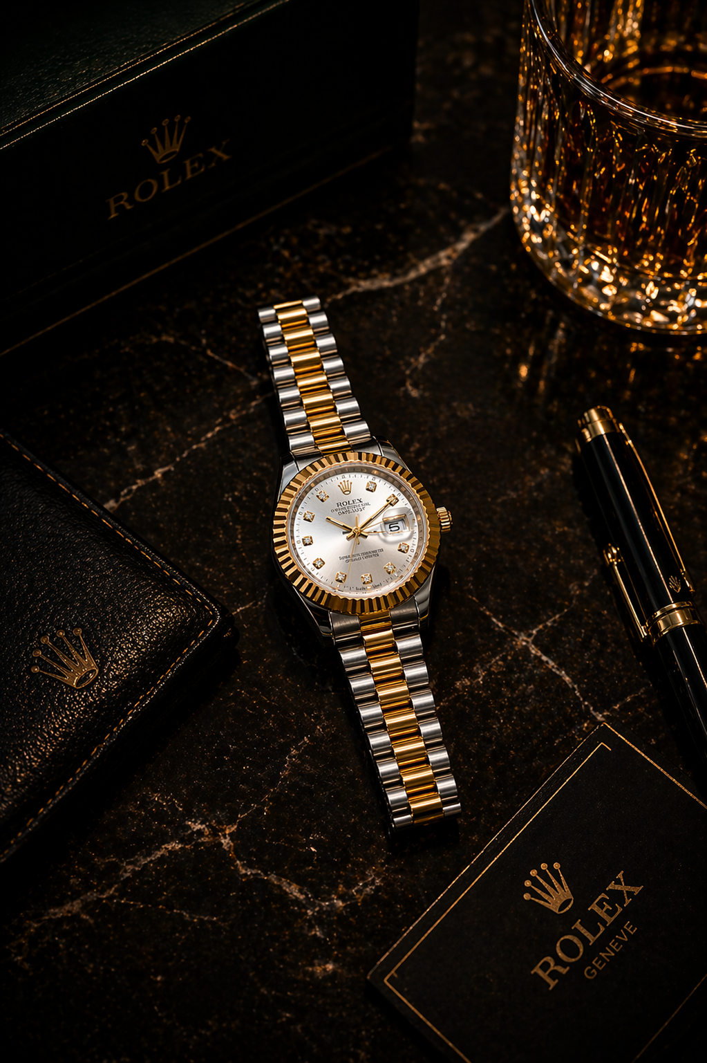 Luxury Fluted Bezel Watch – Gold & Silver Premium Collection